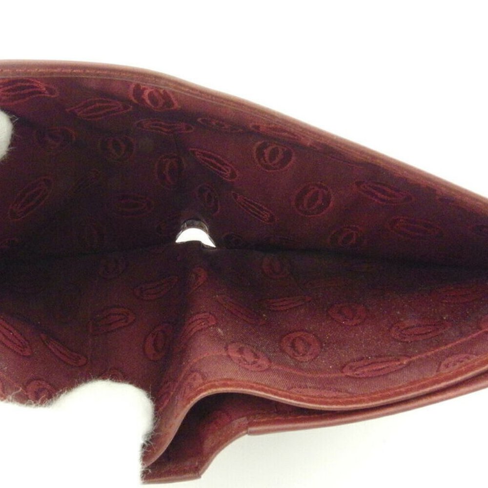 Cartier Two Folded Purse Mastline Bordeaux Leather Authentic USED - Picture 6 of 8